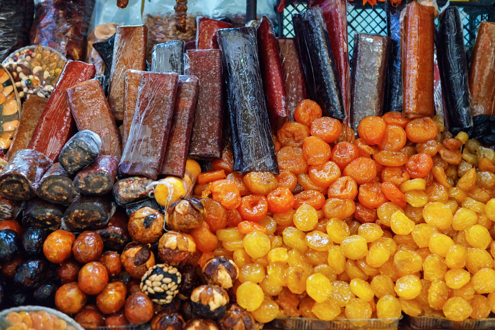 armenian dried sweet fruits sudzhuk churchkhela alani close up
